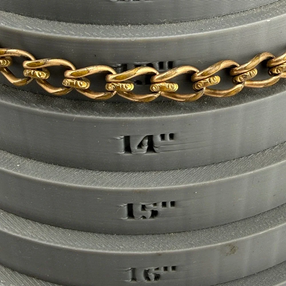 Vintage Jr OUAM Pocket Watch Chain Gold Tone Enamel Fob T-Bar Mechanics 14in